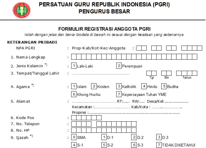 Pendaftaran PGRI Bener Meriah - Persatuan Guru Republik Indonesia Cabang Bener Meriah